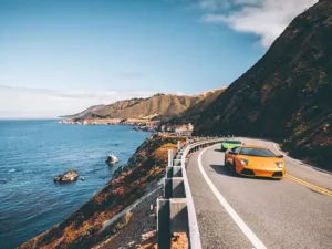 Dos Lamborghini Murciélago LP 640 Highway One Big Sur California costa acantilados océano Pacífico – fotografía artística edición limitada