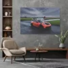 Fotografía Porsche GT3 RS naranja enmarcada en pared blanca - decoración mural automovilística