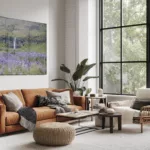 Fotografía Seljalandsfoss expuesta como cuadro grande en sala de estar estilo boho — arte de pared nórdico