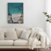Decoración mural fotografía aérea Creta Platanias render interior gran formato salón blanco minimalista arte mediterráneo edición limitada