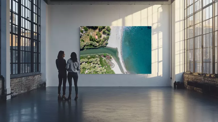 Decoracion mural fotografia Preveli Beach Creta renderizado interior impresion fine art edicion limitada cuadro paisaje salon