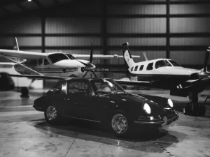 fotografía fine art Porsche Targa aviones blanco negro edición limitada cuadro automóvil