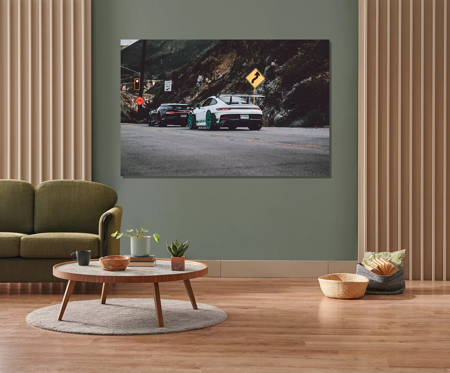 Fotografía fine art enmarcada del Bugatti Veyron en salón de diseño moderno — Cars and Roses