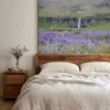 Wall Art Seljalandsfoss campanillas azules Decoracion mural fotografia fine art cascada Seljalandsfoss Islandia salon interior cuadro gran formato