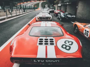 Ford GT40 en la parrilla de salida de Spa, fotografía de arte