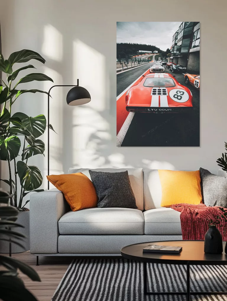 Fotografía Fine Art Ford GT40 — Parrilla de Salida en Spa — fotografía de arte en un salón